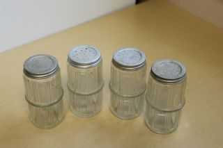 4 Antique Vintage Sellers Jars For Kitchen Hoosier Cabinet - One With Shaker Top