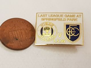 Rare Wigan Athletic Badge - Last League Game At Springfield Park V Chesterfield