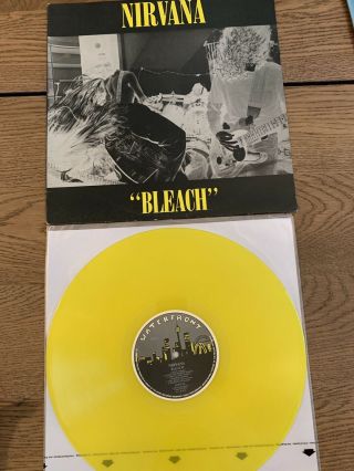 Nirvana Bleach Lp Waterfront Records Yellow Vinyl Damp 114 1989 1st Press Rare
