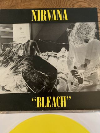 Nirvana Bleach LP Waterfront Records Yellow Vinyl DAMP 114 1989 1st Press Rare 2