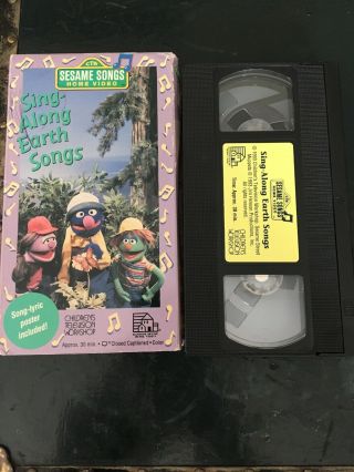 Sesame Street - Sing Along Earth Songs Vhs 1993 Rare Vintage Video With Cover.