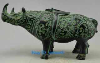 Collectible Old Chinese Bronze Handwork Carved Rhinoceros Statue