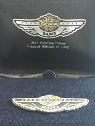 Harley Davidson Rare Stirling Silver Gold Logo 100th Anniversary Pin 3401of5000