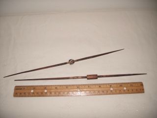2 Vintage Chinese/indian Wooden Decorative Sticks 12.  5 "