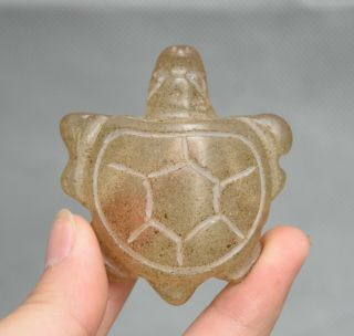 6cm Ancient Hongshan Culture Old Crystal Carved Tortoise Turtle Animal Statue