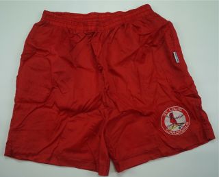 Rare Vintage Mighty Mac St.  Louis Cardinals Patch Gym Athletic Shorts 90s Red Xl