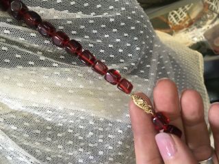 Antique Red Cherry Amber Graduated Bead Necklace 210 Grams 30”L Gold Fill Clasp 3
