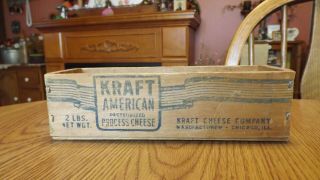 Vintage 2 Kraft America Wooden Cheese Box Process Cheese Wood Crate Chicago Ill