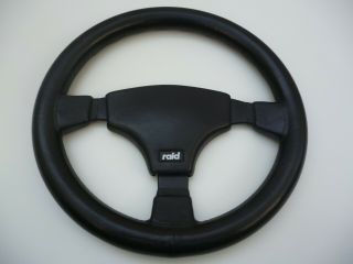 Rare 3 Spoke Black Leather Raid Steering Wheel Perfect For Vw Size 34cm