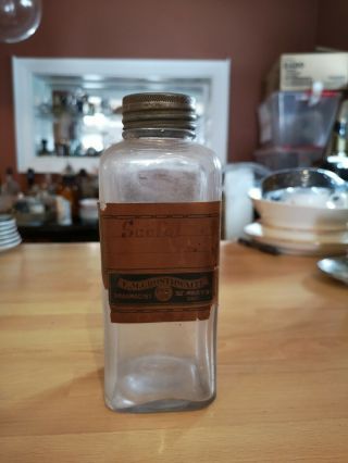 Antique Pharmacy / Apothecary Glass Jar Bottle St Marys Ontario E.  M.  Crosthwaite