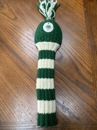 Merion Golf Club Fore Ewe Green Wicker Basket Knitted Wool Driver Headcover Rare