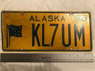 Rare Vintage 1955 Alaska Ham Radio License Plate Tag Kl7um