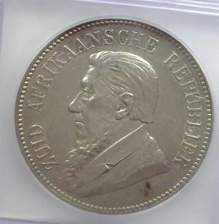 South Africa 1892 Silver 5 Shillings - Single Shaft - Icg Au58 Km 8.  1 Rare