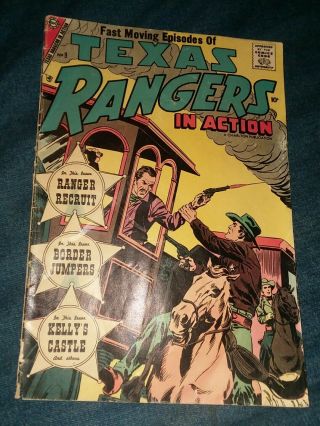 Texas Rangers In Action 9 Fair/gd Golden Age Charlton Western Comics Rare Key