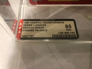 TRANSFORMERS HASBRO G1 BEACHCOMBER 1985 AFA 85 mosc / moc 2