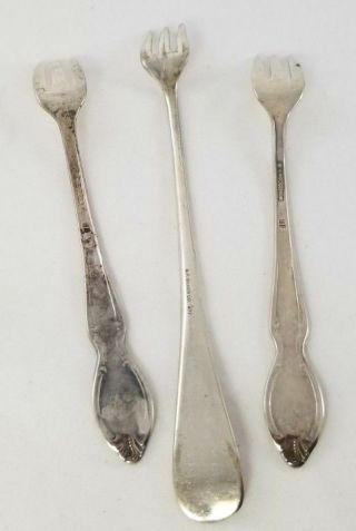 Vintage - 3 Cocktail Forks - N.  F.  Silver Co and W.  M.  Rogers - Seafood Party Silver 3