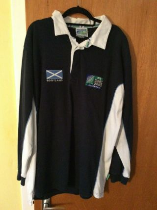 Rare Scotland Rugby Shirt World Cup 2003 Jersey Dark Blue Men Size Xl 48 " Chest
