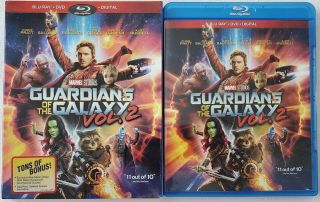 Marvel Guardians Of The Galaxy Vol.  2 Blu Ray,  Dvd 2 Disc Set & Rare Slipcover