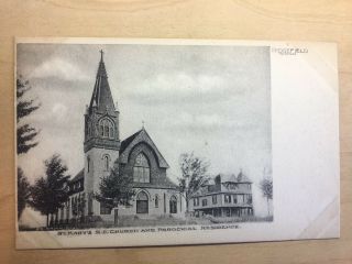 Antique Postcard C1910 Ridgefield,  Ct.  St.  Mary’s Church And Parochial Residence