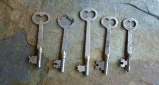 Five Flat Shaft Antique Mortise Lock Skeleton Keys Antique Door Keys