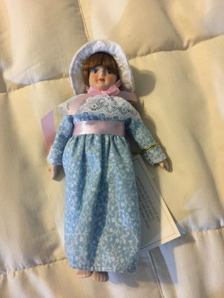 Vintage Gorham Doll Of The Month October Auburn Haired Girl In Bonnett Doll