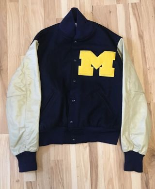 Rare Vintage University Of Michigan Wolverines Varsity Letterman Holloway Jacket
