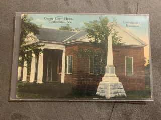 Rare W.  E.  Burgess Scottsville Postcard Cumberland Va Confederate Monument Court