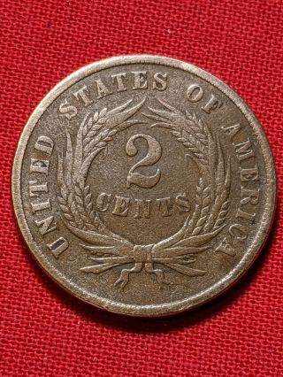 Rare 1865 Large Two Cent Piece With Large Motto Detail And Luster