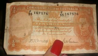 Rare Ten Shillings Commonwealth Of Australia Bank Note