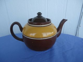 Alb Alcock Lindley Bloore Brown Betty Yellow Pottery Teapot England Antique