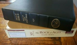 Rare Rock Of Ages Study Bible King James Abba Leather 4th Ed 2012 Red Letter Kjv