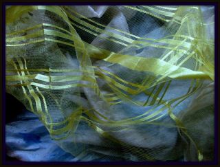Rare Antique Edwardian French Gossamer Sheer Ethereal Stripe Silk Gauze Fabric