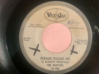 Ultra Rare Beatles Promo 45 Please Please Me Beattles Misprint Vee Jay Vj 498