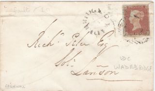 1849 Qv Rare Wadebridge Udc On Cornish Cover With 1d Red Stamp Sent To London