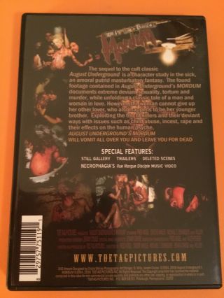 August Underground’s Mordum DVD Horror OOP Rare 2