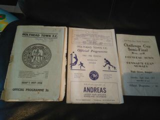 3 Rare Holyhead Town Football Programmes 1957 - 1967 " Includs Brighton "