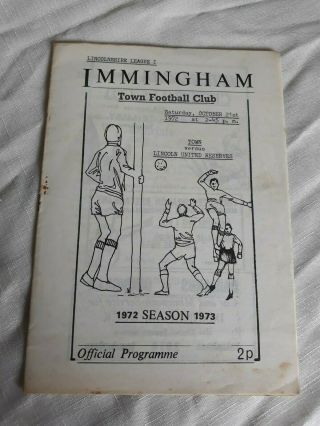 1972/73 Immingham Town V Lincoln United Reserves Lincolnshire League Rare