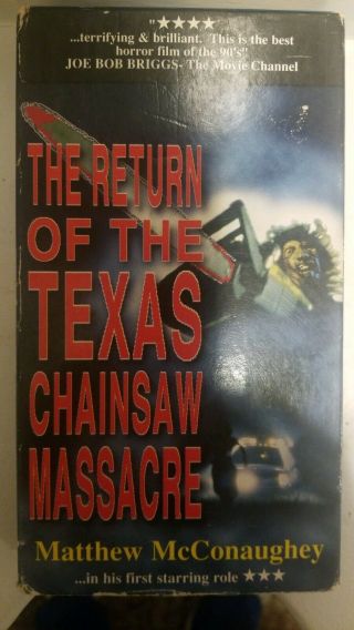 The Return Of The Texas Chainsaw Massacre (1994) Vhs Matthew Mcconaughey Rare