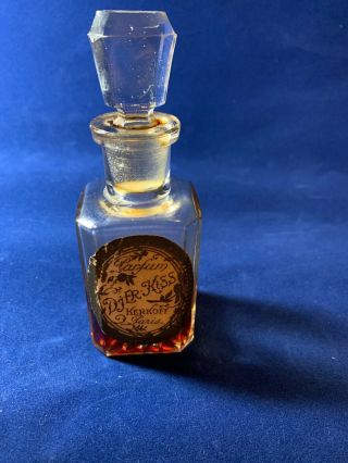 Rare Early 1900’s Bottle Kerkoff Paris France Perfume Djer - Kiss Parfum 65 Cc’s