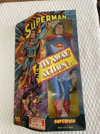 Vintage 1977 Mego Superman 12 1/2 " Fly Away Action Figure Complete