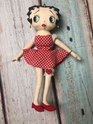 Betty Boop Vintage 17  Birthday Betty " Stuffed Doll Polka Dot Heart Garter