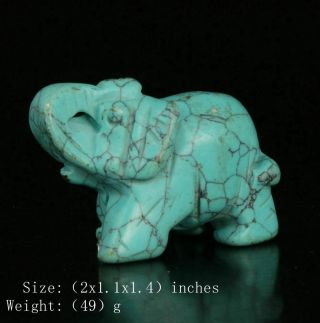 Retro Chinese Artificial Turquoise Statue Animal Elephant Mascot Decorative Gift