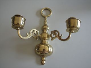 Vintage Brass 2 Arm Wall Sconce Candle Holder
