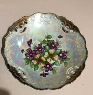 Antique Hand Painted Decorative Lusterware Finish Plate Made In Japan