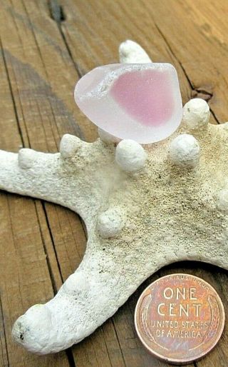 Rare Flashed Art Sea Glass Rose Pink On Clear Very Pretty