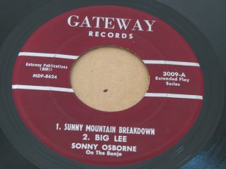 Rare Ohio Bluegrass 45 - Ep - Sonny Osborne - 4 Song Ep - Gateway Records