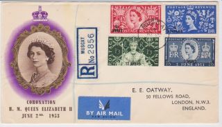 Gb Overprinted Muscat Stamps Rare First Day Cover 1953 Coronation Type 2