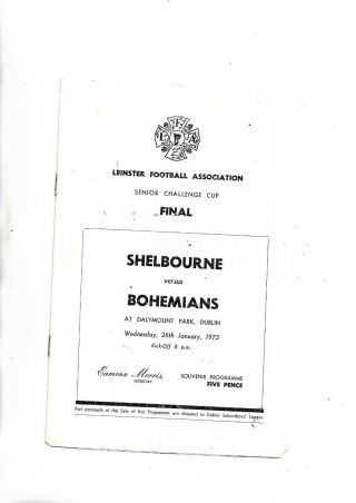 26/1/72 Leinster Cf Shelbourne V Bohemians Rare