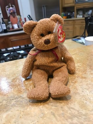Ty Beanie Babies Curly The Bear Plush - 4052 Rare Errors