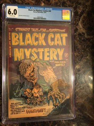 Black Cat Mystery Comics 40 Cgc 6.  0 Ow Rare Pre - Code Horror Pch Doomsday Story